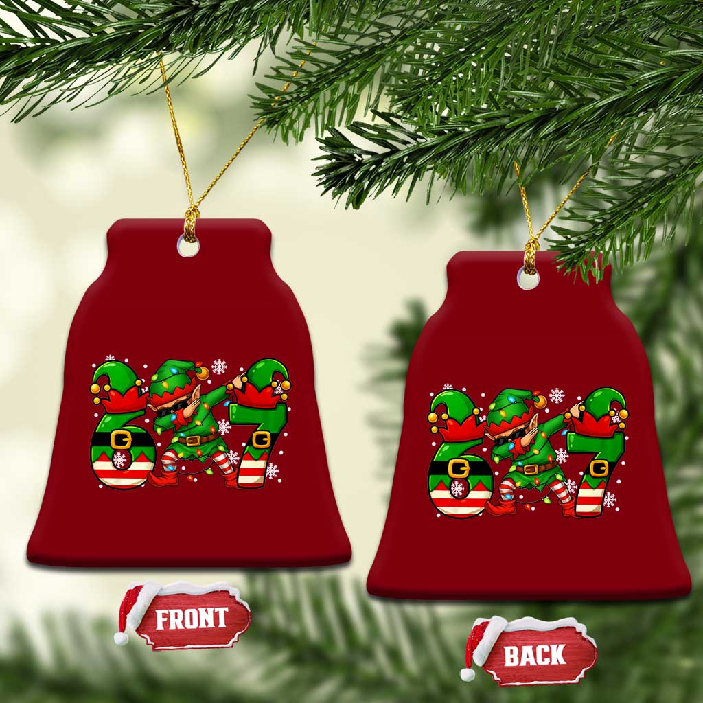 Funny Elf Dab Six Seven Meme Ceramic Ornament Christmas Trending 67 Gift TS12 Print Your Wear