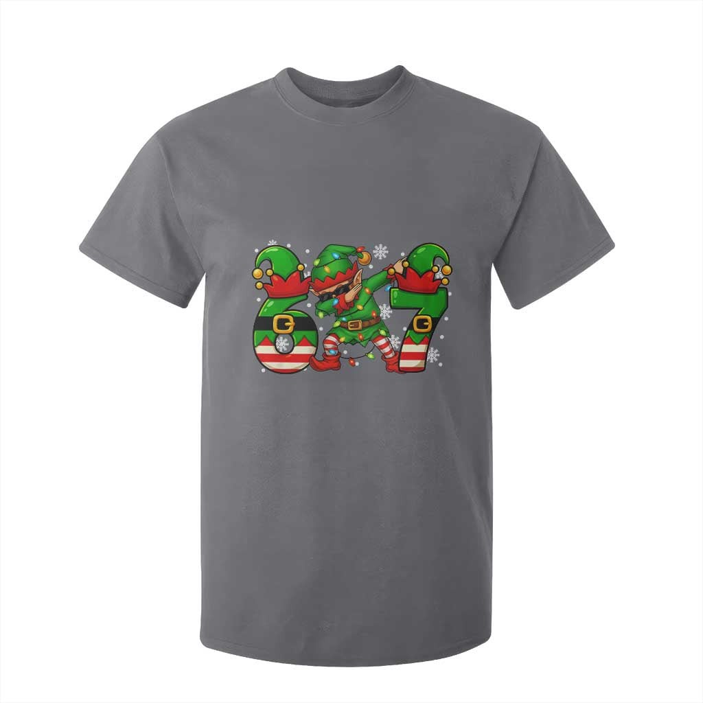 Funny Elf Dab Six Seven Meme T Shirt For Kid Christmas Trending 67 Gift TS12 Charcoal Print Your Wear
