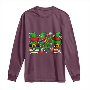 Funny Elf Dab Six Seven Meme Long Sleeve Shirt Christmas Trending 67 Gift TS12 Maroon Print Your Wear