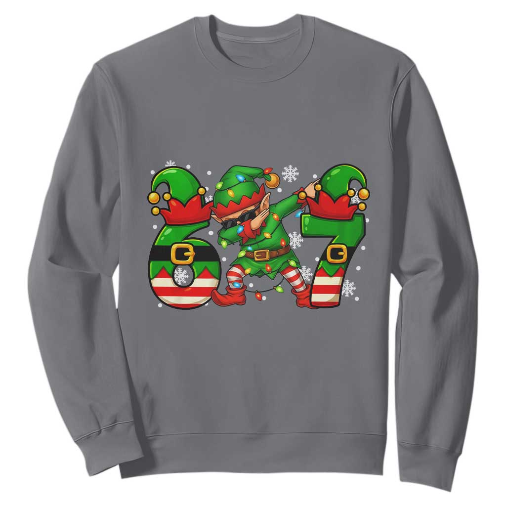 Funny Elf Dab Six Seven Meme Sweatshirt Christmas Trending 67 Gift TS12 Charcoal Print Your Wear