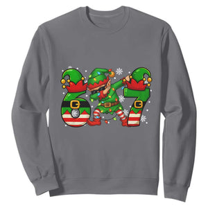 Funny Elf Dab Six Seven Meme Sweatshirt Christmas Trending 67 Gift TS12 Charcoal Print Your Wear