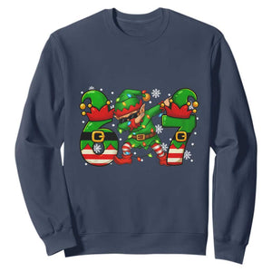 Funny Elf Dab Six Seven Meme Sweatshirt Christmas Trending 67 Gift TS12 Navy Print Your Wear