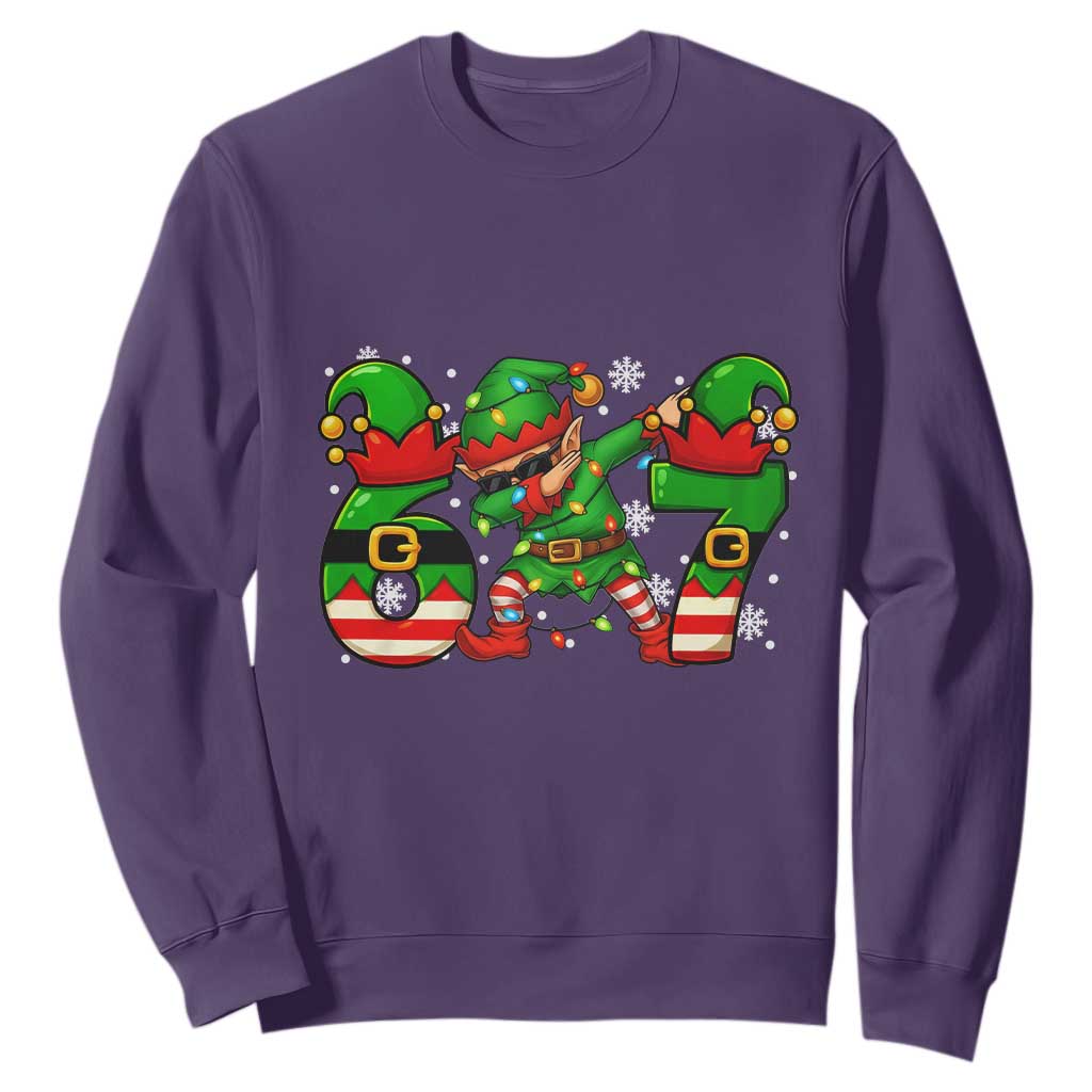 Funny Elf Dab Six Seven Meme Sweatshirt Christmas Trending 67 Gift TS12 Purple Print Your Wear