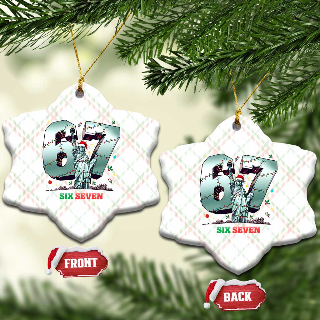 Statue Of Liberty Six Seven Meme Ceramic Ornament Trendy Gen Z Christmas Gift TS12 Print Your Wear