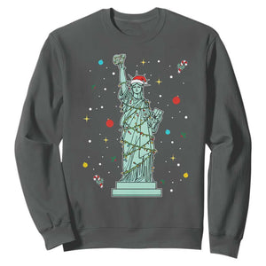 Statue Of Liberty Six Seven Meme Sweatshirt Gen Alpha 67 Trend Christmas Gift TS12 Dark Heather Print Your Wear
