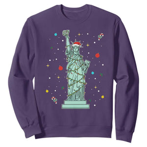 Statue Of Liberty Six Seven Meme Sweatshirt Gen Alpha 67 Trend Christmas Gift TS12 Purple Print Your Wear
