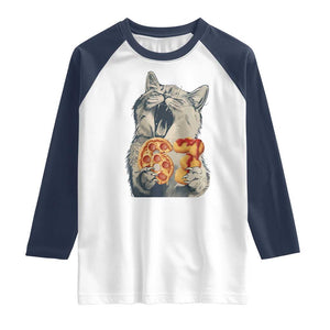 Six Seven Meme Cat 67 Pizza Nugget Raglan Shirt Funny Gen Alpha 67 Trend Gift TS12 White Navy Print Your Wear
