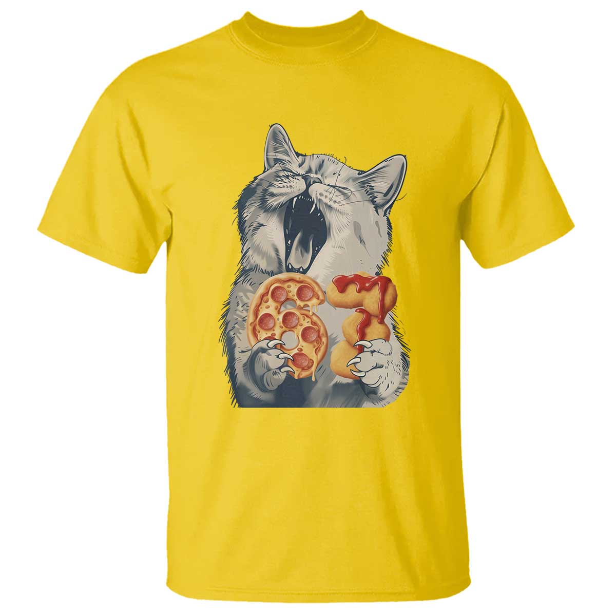 Six Seven Meme Cat 67 Pizza Nugget T Shirt Funny Gen Alpha 67 Trend Gift TS12 Daisy Print Your Wear
