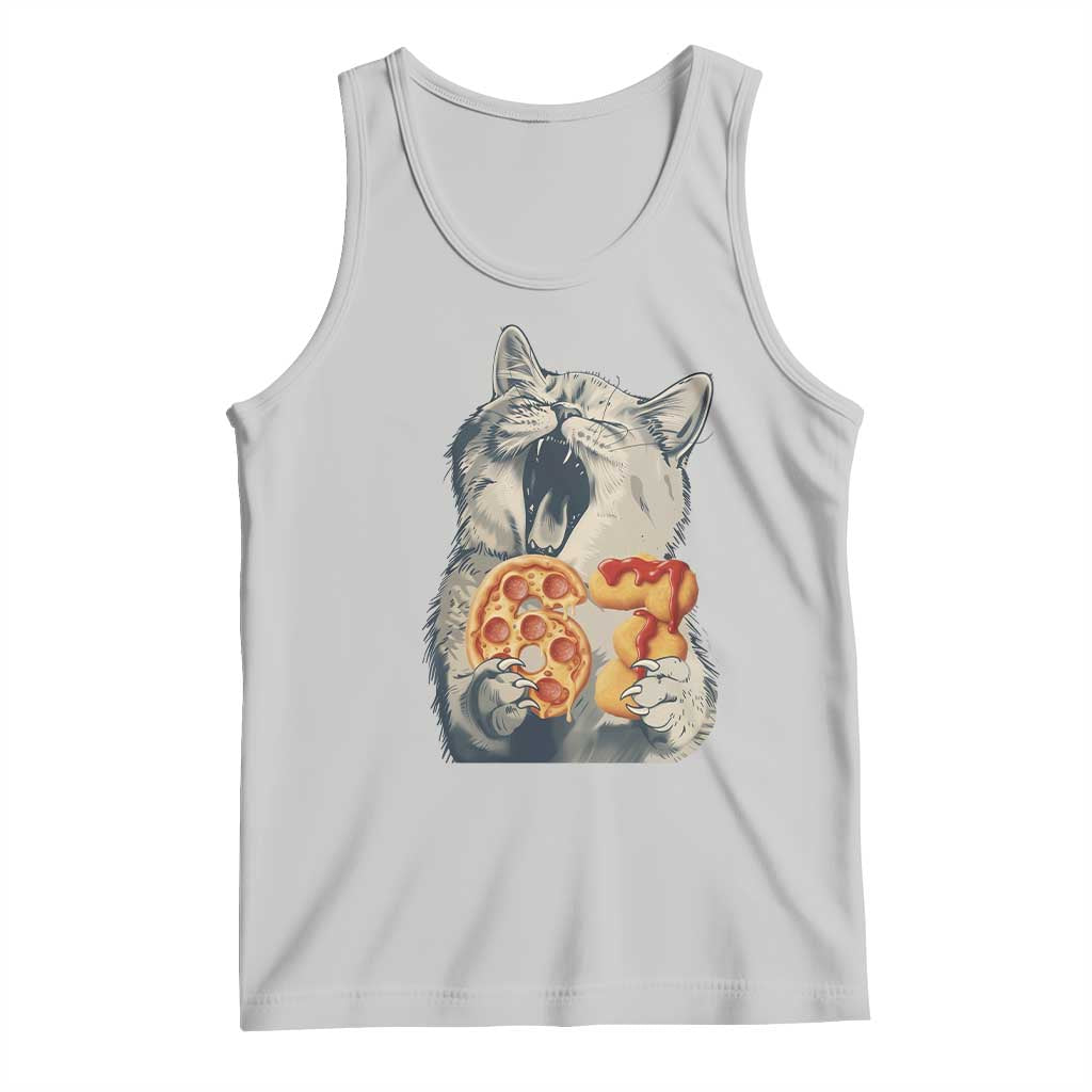 Six Seven Meme Cat 67 Pizza Nugget Tank Top Funny Gen Alpha 67 Trend Gift TS12 Ash Print Your Wear