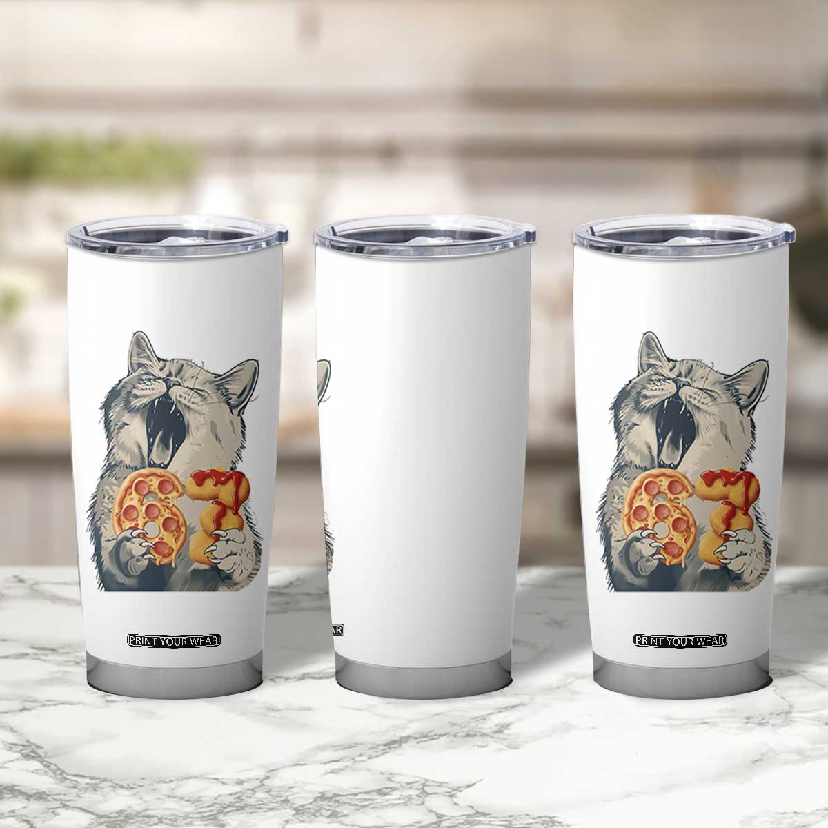 Six Seven Meme Cat 67 Pizza Nugget Tumbler Cup Funny Gen Alpha 67 Trend Gift TS12 Print Your Wear