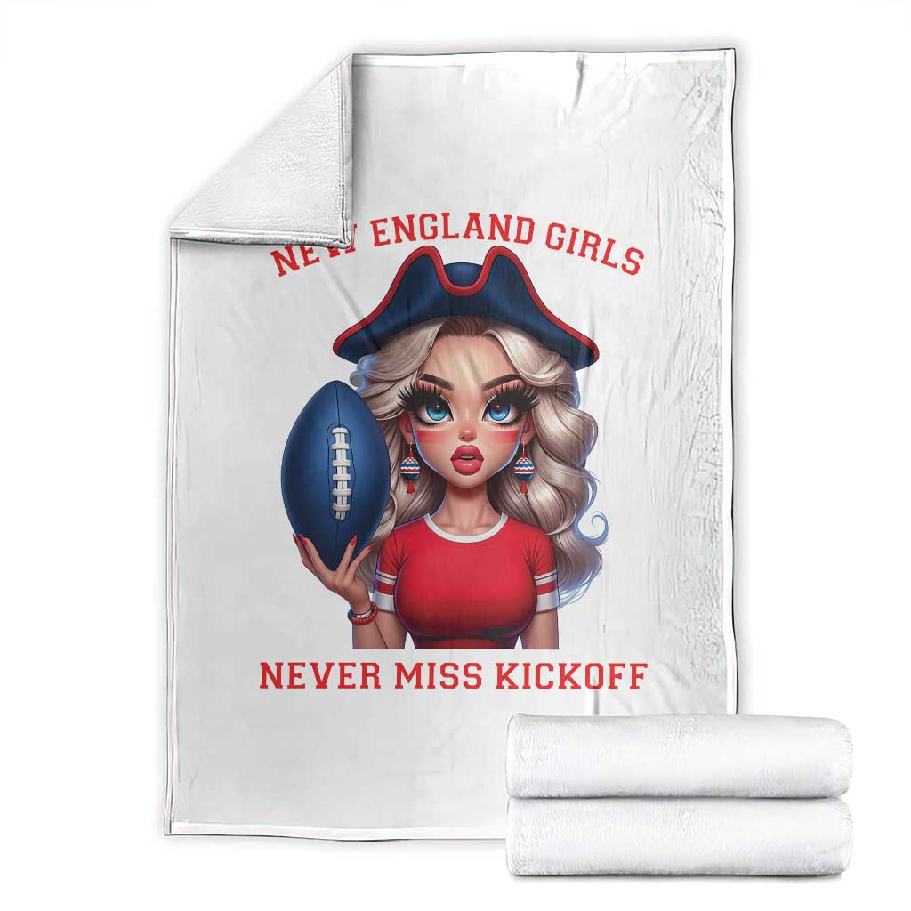 Funny East Coast Football Girl Fan Throw Blanket NE Girls Never Miss Kickoff TS12 White Print Your Wear