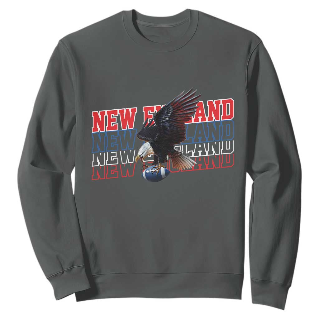 Vintage NE Football Fan Sweatshirt Game Day Lover Gift TS12 Dark Heather Print Your Wear