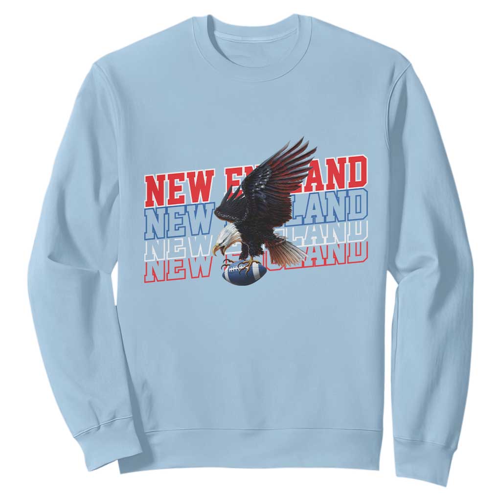 Vintage NE Football Fan Sweatshirt Game Day Lover Gift TS12 Light Blue Print Your Wear