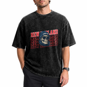 Gothic NE Football Fan Washed Cotton T-Shirt Game Day Lover Gift