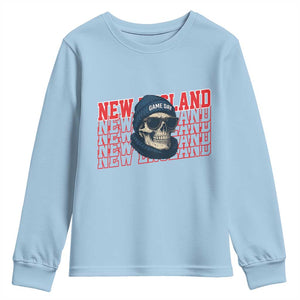 Gothic NE Football Fan Youth Sweatshirt Game Day Lover Gift TS12 Light Blue Print Your Wear