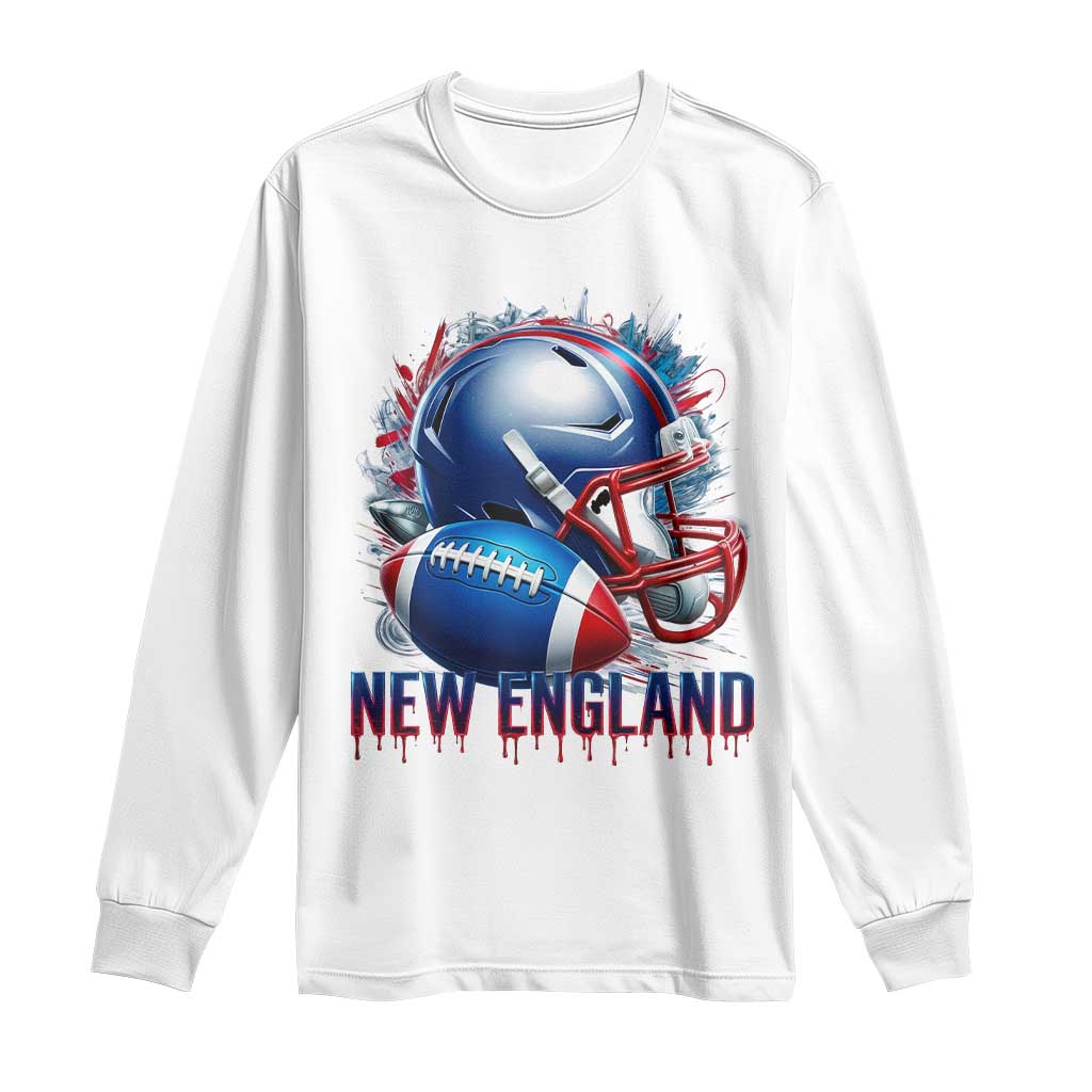 NE Football Spirit Long Sleeve Shirt Game Day Sports Fan Gift TS12 White Print Your Wear