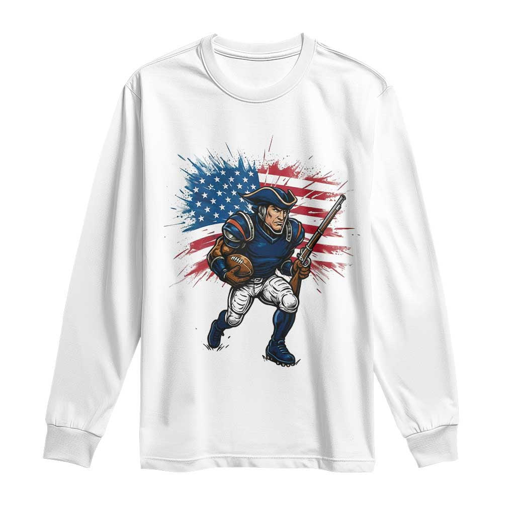 NE Football Fan Supporter Long Sleeve Shirt American Flag Pride Gift TS12 White Print Your Wear