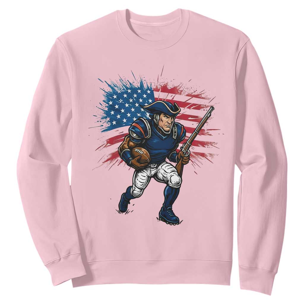 NE Football Fan Supporter Sweatshirt American Flag Pride Gift TS12 Light Pink Print Your Wear