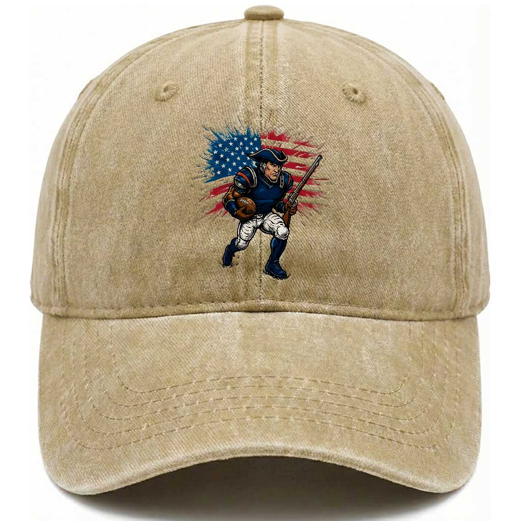 NE Football Fan Supporter Washed Cotton Baseball Cap American Flag Pride Gift TS12 Print Your Wear
