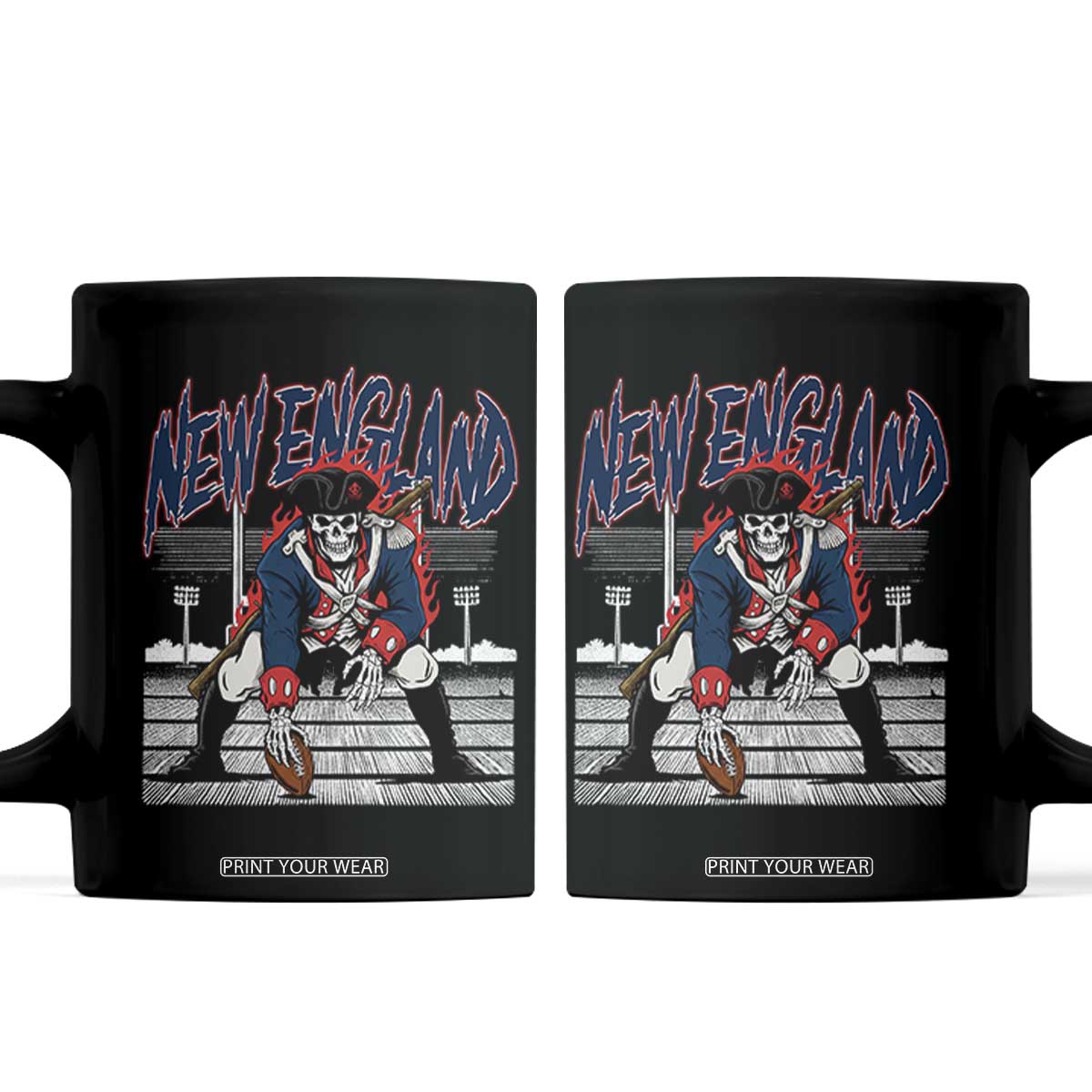 Gothic Skeleton Coffee Mug NE Football Lover Gift TS12 Black Print Your Wear