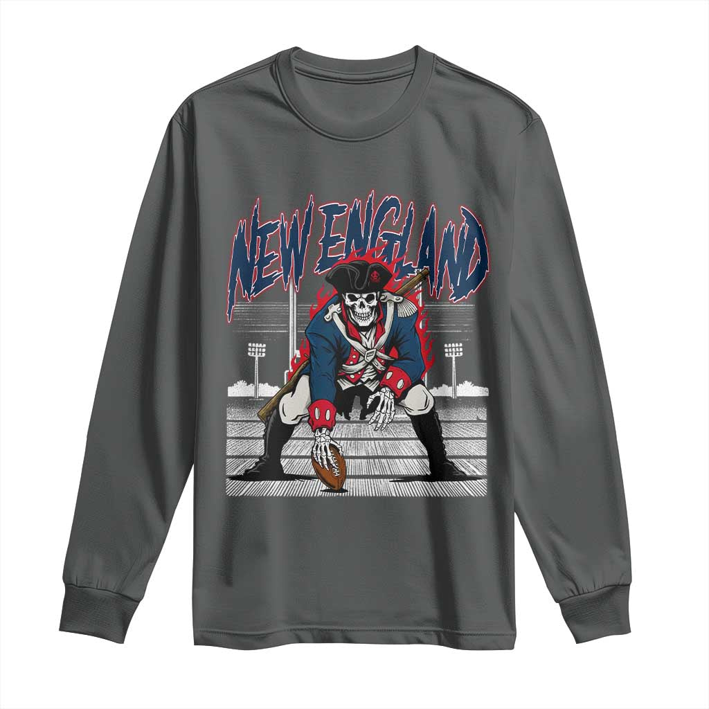 Gothic Skeleton Long Sleeve Shirt NE Football Lover Gift TS12 Dark Heather Print Your Wear