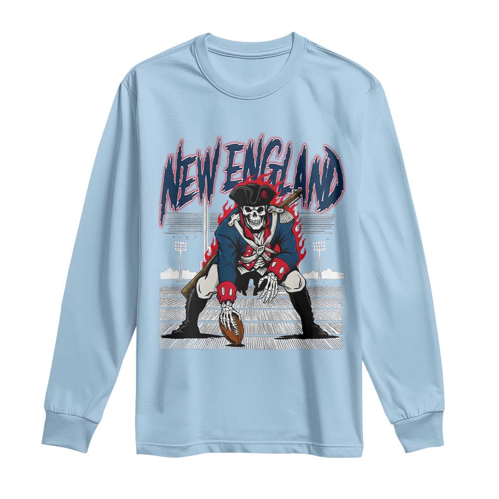 Gothic Skeleton Long Sleeve Shirt NE Football Lover Gift TS12 Light Blue Print Your Wear