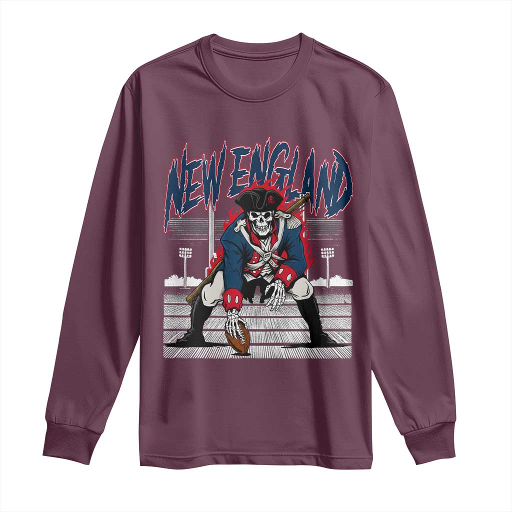 Gothic Skeleton Long Sleeve Shirt NE Football Lover Gift TS12 Maroon Print Your Wear
