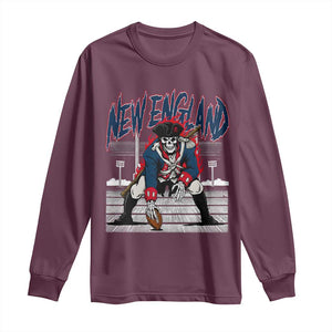 Gothic Skeleton Long Sleeve Shirt NE Football Lover Gift TS12 Maroon Print Your Wear