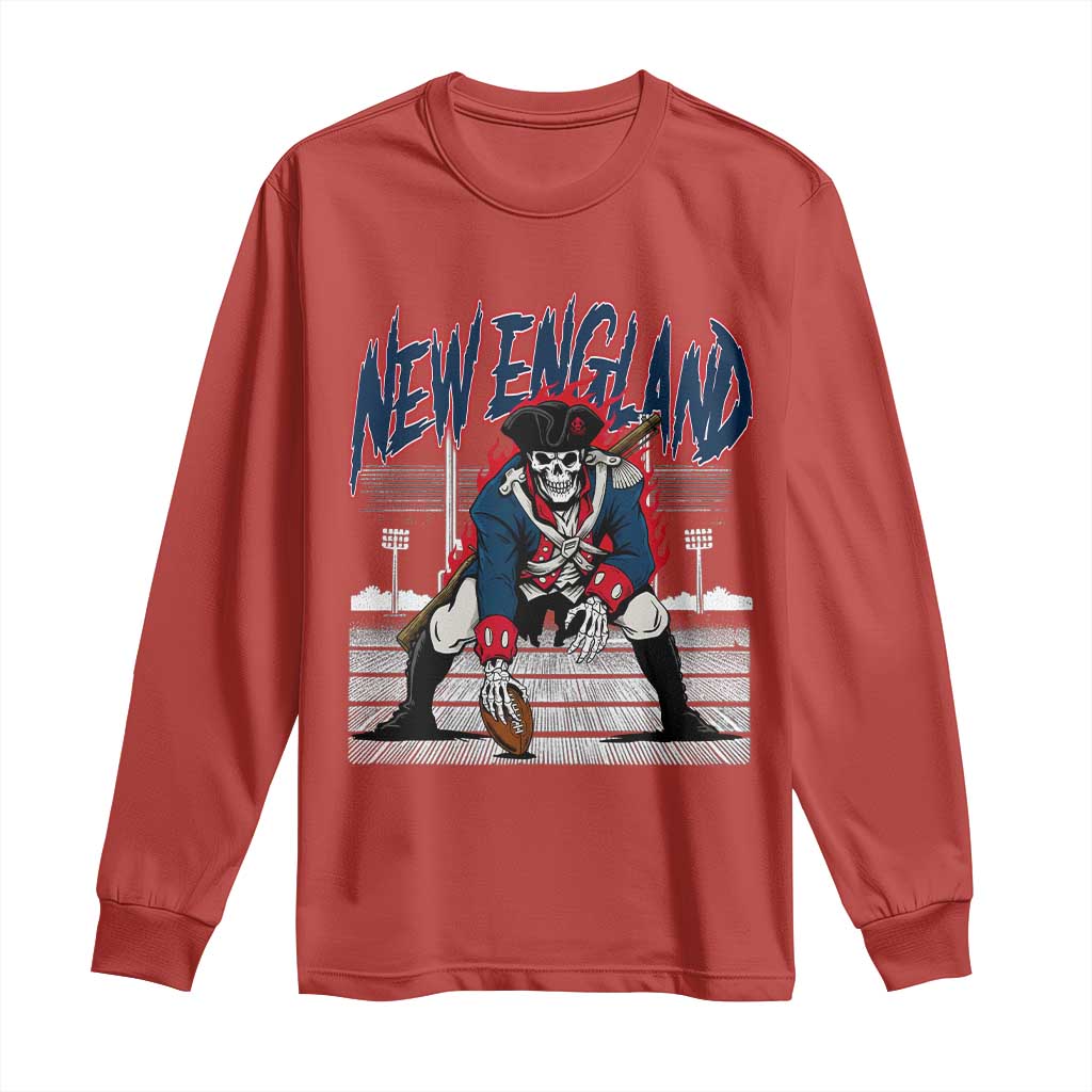 Gothic Skeleton Long Sleeve Shirt NE Football Lover Gift TS12 Red Print Your Wear