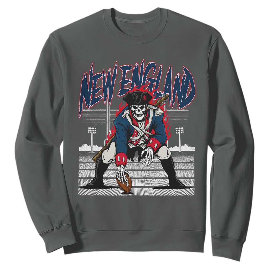 Gothic Skeleton Sweatshirt NE Football Lover Gift TS12 Dark Heather Print Your Wear