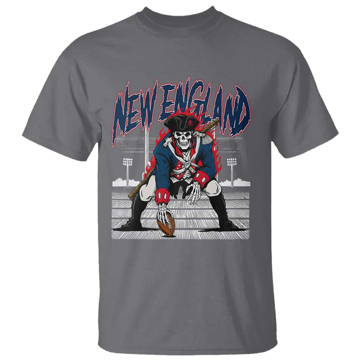 Gothic Skeleton T Shirt NE Football Lover Gift TS12 Charcoal Print Your Wear