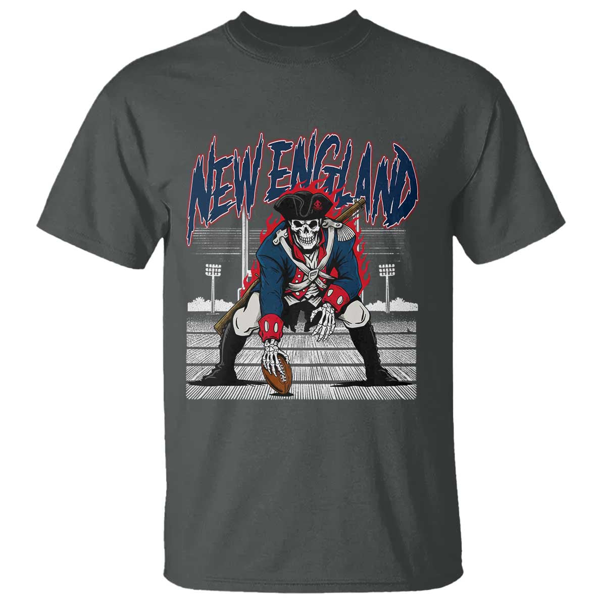 Gothic Skeleton T Shirt NE Football Lover Gift TS12 Dark Heather Print Your Wear