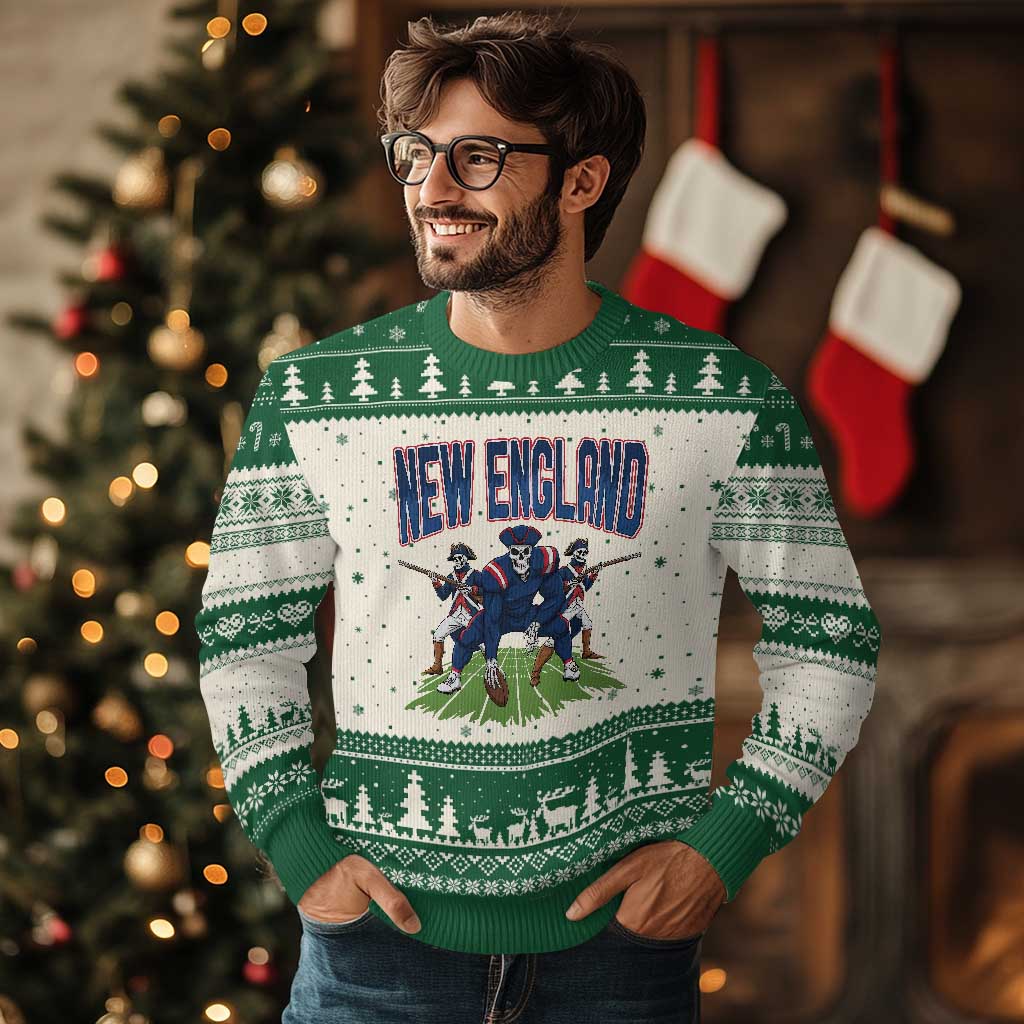 NE Gothic Skeleton Ugly Christmas Sweater Football Lover Gift TS12 Beige Green Print Your Wear