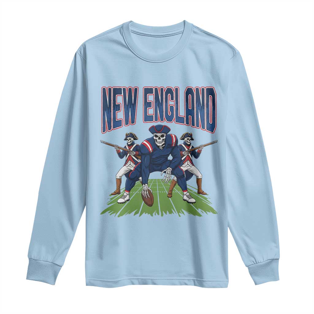 NE Gothic Skeleton Long Sleeve Shirt Football Lover Gift TS12 Light Blue Print Your Wear