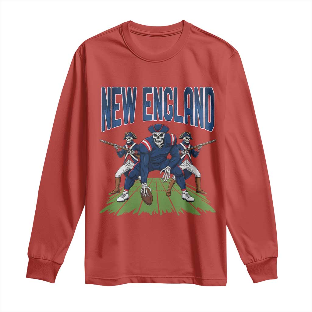 NE Gothic Skeleton Long Sleeve Shirt Football Lover Gift TS12 Red Print Your Wear
