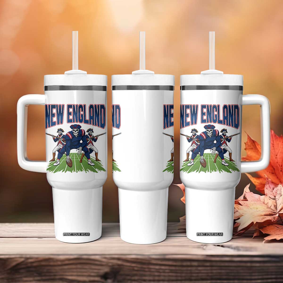 NE Gothic Skeleton Tumbler With Handle Football Lover Gift TS12 Print Your Wear