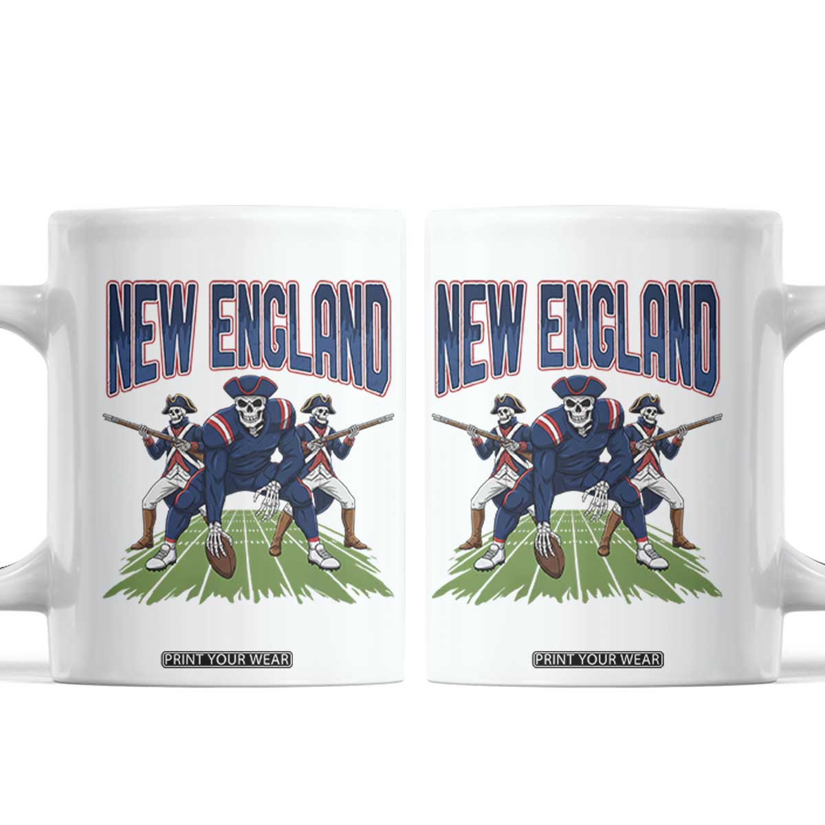 NE Gothic Skeleton Coffee Mug Football Lover Gift TS12 White Print Your Wear