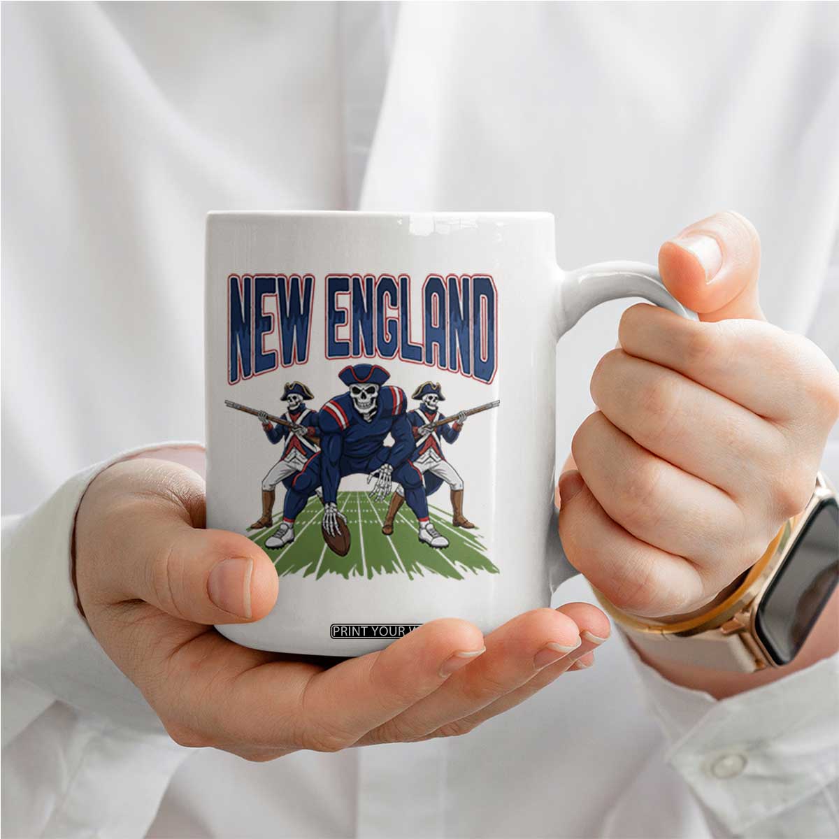 NE Gothic Skeleton Coffee Mug Football Lover Gift TS12 Print Your Wear