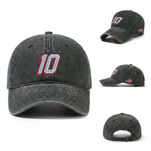 Football Quarterback Number 10 Washed Cotton Baseball Cap Sport Lover Gift For NEF TS12 Washed Cap Universal Fit Dark Green Print Your Wear