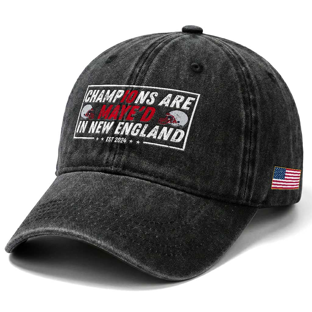 Champions Are Maye'd In NE Washed Cotton Baseball Cap FB Lover Gift TS12 Print Your Wear