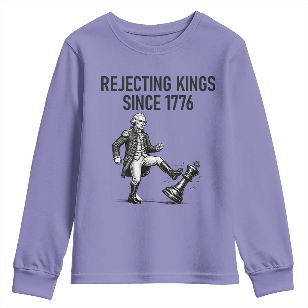 Rejecting Kings Since 1776 Youth Sweatshirt Funny George Washington TS12 Violet Print Your Wear