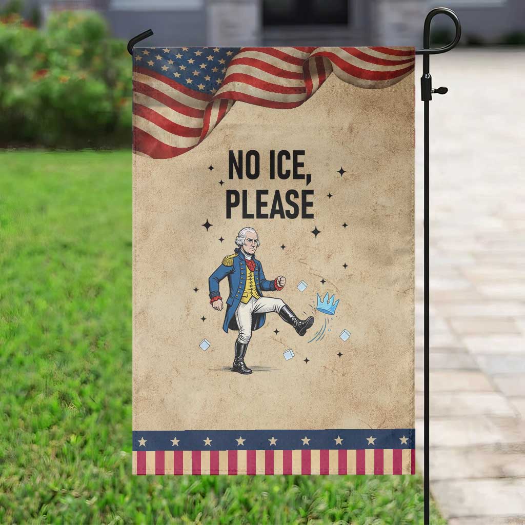 Funny George Washington Garden Flag No Ice Please TS12 Vintage Rustic Tan Navy Print Your Wear