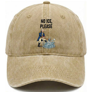 Funny George Washington Political Anti Ice Gift Washed Cotton Baseball Cap TS12 Washed Cap Universal Fit Khaki Print Your Wear
