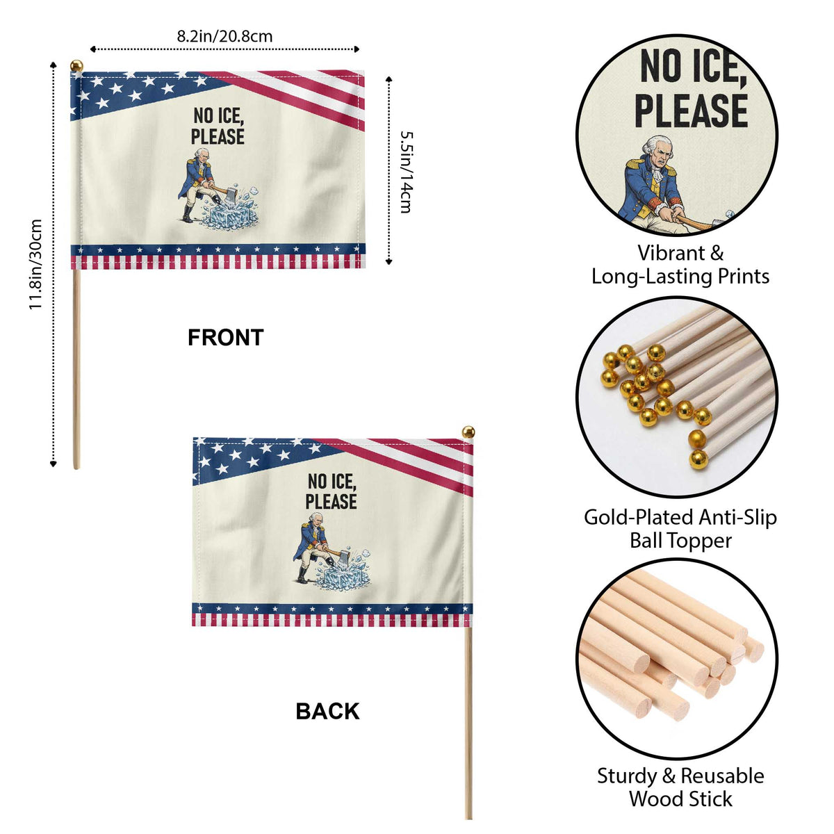 Funny George Washington Political Anti Ice Gift Patriotic Handheld Flag TS12 Print Your Wear