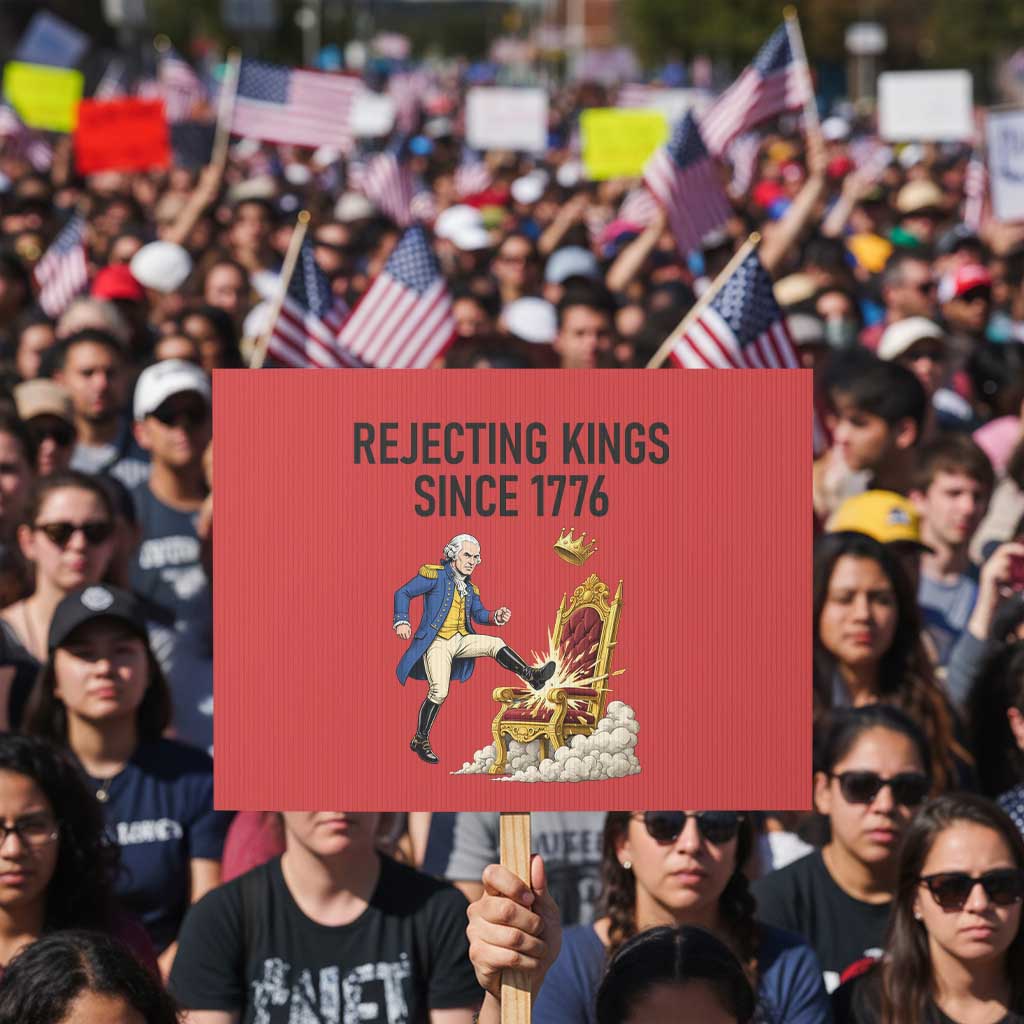 Funny George Washington Protest Protest Sign Rejecting Kings Since 1776 TS12 Horizontal 18