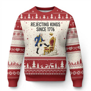 Funny George Washington Protest Ugly Christmas Sweater Rejecting Kings Since 1776 TS12 Beige Red Print Your Wear