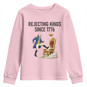 Funny George Washington Protest Youth Sweatshirt Rejecting Kings Since 1776 TS12 Light Pink Print Your Wear