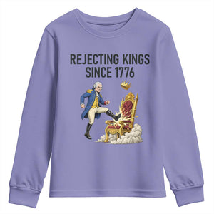 Funny George Washington Protest Youth Sweatshirt Rejecting Kings Since 1776 TS12 Violet Print Your Wear