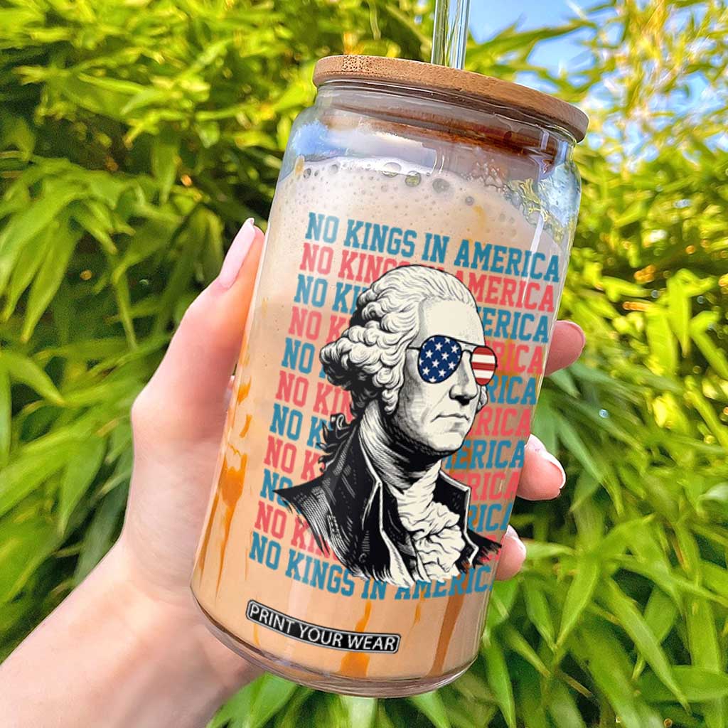 Funny George Washington Protest Glass Can No Kings In America TS12 Black Print Your Wear