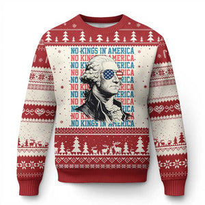 Funny George Washington Protest Ugly Christmas Sweater No Kings In America TS12 Beige Red Print Your Wear